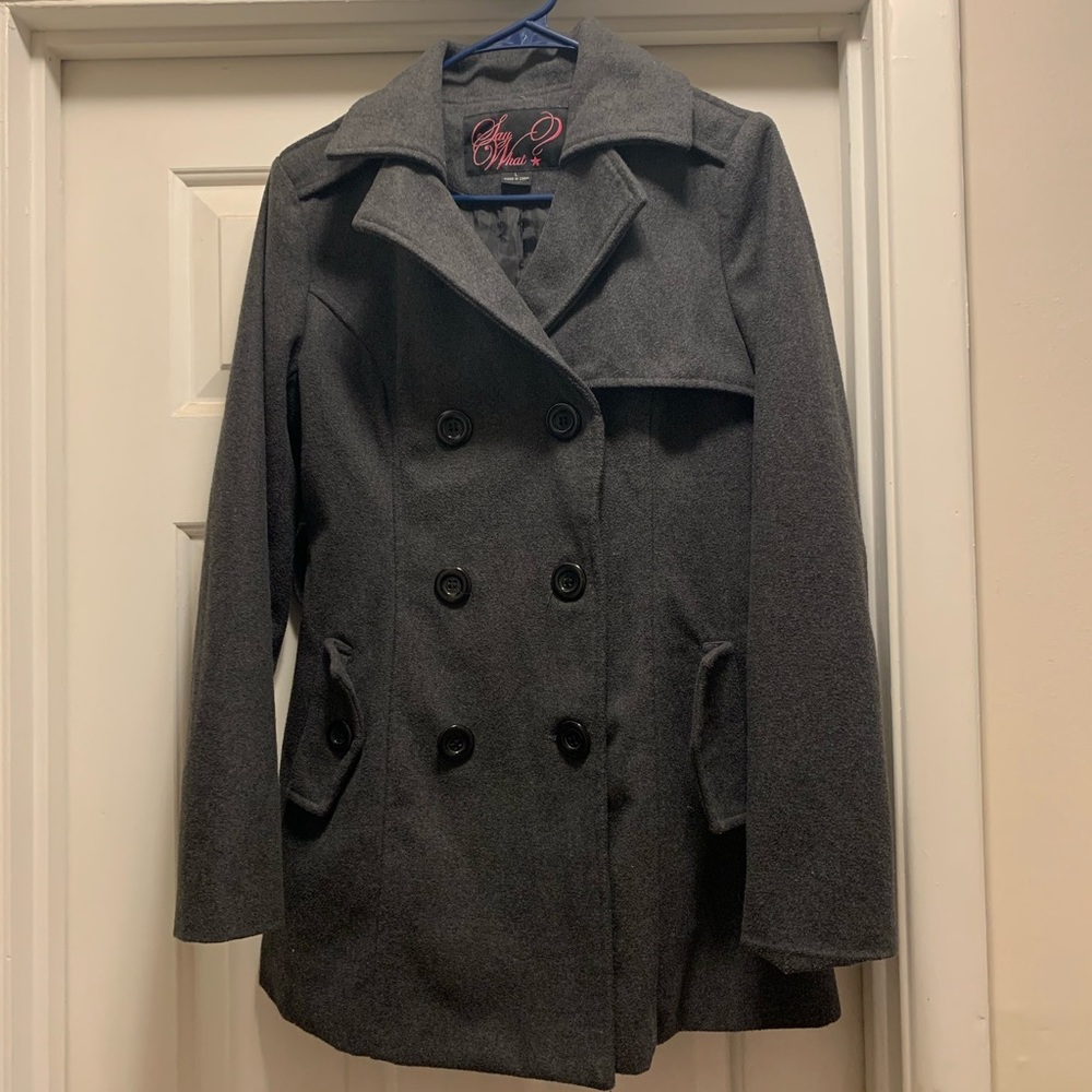Large Say What? Belted PeaCoat